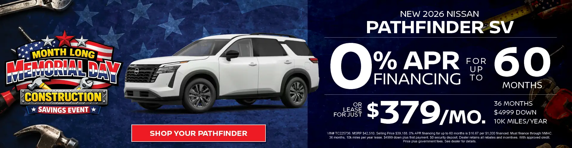 Special offer on    2026 Nissan Pathfinder SV